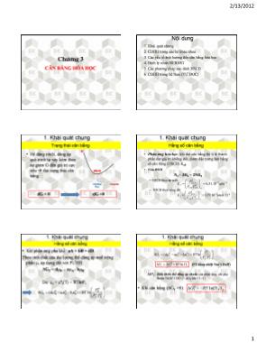 Bài giảng Hóa lý - Chương 3: Cân bằng hóa học