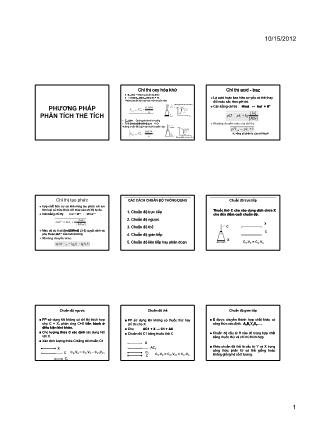 Bài giảng Hóa phân tích - Phương pháp phân tích thể tích (Chuẩn kiến thức)