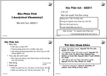 Bài giảng Hóa phân tích - Trầm Thị Kiều Anh