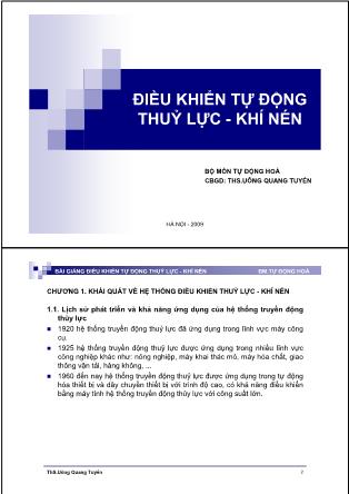 Bài giảng Ðiều khiển tự động thuỷ lực. Khí nén - Giới thiệu môn học - Uông Quang Tuyến