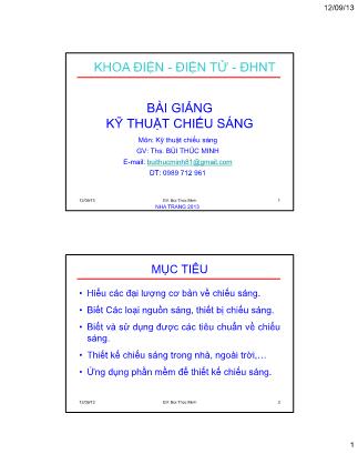 Bài giảng Kỹ thuật chiếu sáng - Bùi Thúc Minh