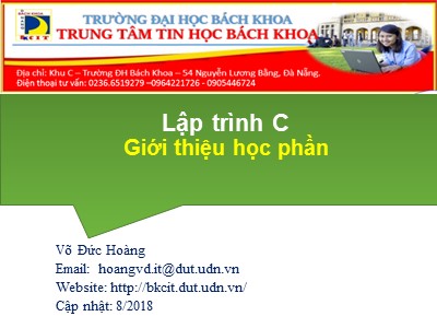 Bài giảng Lập trình C - Giới thiệu học phần - Võ Đức Hoàng
