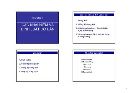 Bài giảng môn Hóa phân tích - Chương 2: Các khái niệm và định luật cơ bản