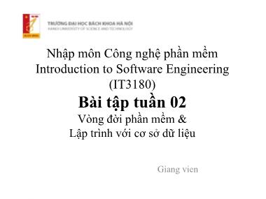 Bài giảng Nhập môn công nghệ phần mềm - Bài tập tuần 2 - Trường Đại học Bách khoa Hà Nội
