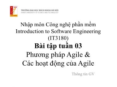 Bài giảng Nhập môn công nghệ phần mềm - Bài tập tuần 3 - Trường Đại học Bách khoa Hà Nội