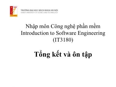 Bài giảng Nhập môn công nghệ phần mềm - Tổng kết và ôn tập