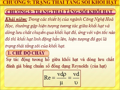 Bài giảng Quá trình và thiết bị cơ học - Chương 9: Trạng thái tầng sôi khối hạt