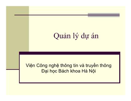Bài giảng Quản lí dự án - Dư Thanh Bình