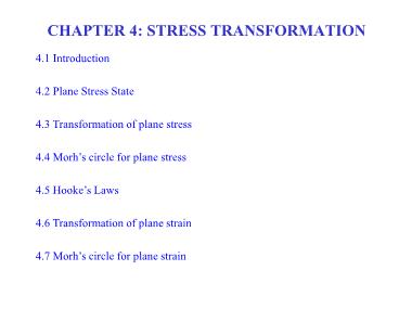 Bài giảng Strength of materials - Chương 4: Stress transformation - Nguyễn Sỹ Lâm