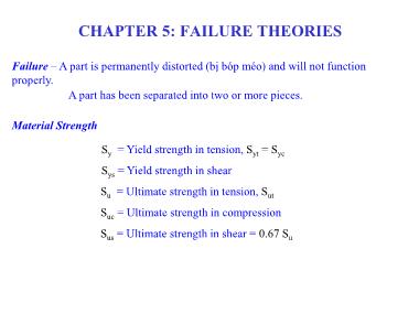 Bài giảng Strength of materials - Chương 5: Failure theories - Nguyễn Sỹ Lâm