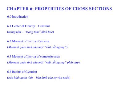 Bài giảng Strength of materials - Chương 6: Properties of cross sections - Nguyễn Sỹ Lâm