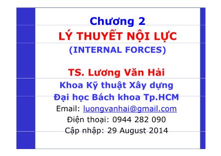 Bài giảng Sức bền vật liệu - Chương 2: Lý thuyết nội lực - Lương Văn Hải
