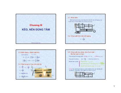 Bài giảng Sức bền vật liệu - Chương 3: Kéo, nén đúng tâm - Hoàng Sỹ Tuân