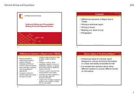 Bài giảng Technical writing and presentation - Chương 12: Writing technical reports/theses - Vũ Văn Thiệu