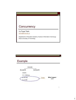 Bài giảng Thiết kế và quản trị cơ sở dữ liệu - Concurrency - Vũ Tuyết Trinh