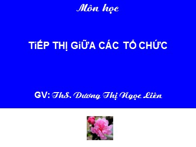 Bài giảng Tiếp thị giữa các tổ chức - Chương 1: Giới thiệu B2B - Dương Ngọc Liên