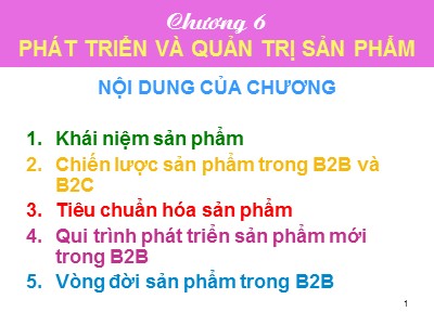 Bài giảng Tiếp thị giữa các tổ chức - Chương 6: Phát triển và quản trị sản phẩm - Dương Ngọc Liên