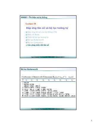 Bài giảng Tín hiệu và hệ thống - Bài 18