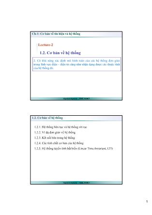 Bài giảng Tín hiệu và hệ thống - Chương 1: Cơ bản về tín hiệu và hệ thống - Bài 2 - Trần Quang Việt