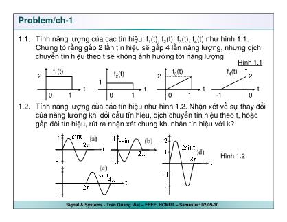 Bài giảng Tín hiệu và hệ thống - Chương 1: Cơ bản về tín hiệu và hệ thống - Trần Quang Việt