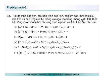 Bài giảng Tín hiệu và hệ thống - Chương 2: Phân tích hệ thống LTI trong miền thời gian - Trần Quang Việt
