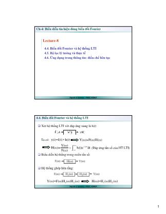 Bài giảng Tín hiệu và hệ thống - Chương 4: Biểu diễn tín hiệu dùng biến đổi Fourier - Bài 8 - Trần Quang Việt
