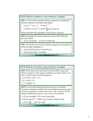 Bài giảng Tín hiệu và hệ thống - Chương 4: Fourier transform representation of signal - Trần Quang Việt
