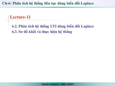 Bài giảng Tín hiệu và hệ thống - Chương 6: Phân tích hệ thống liên tục dùng biến đổi Laplace - Bài 11