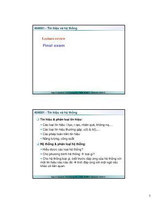 Bài giảng Tín hiệu và hệ thống - Final exam