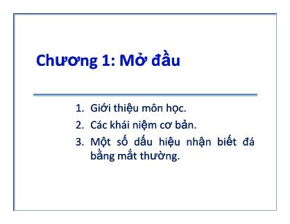 Bài giảng Tinh thể. Khoáng vật - Chương 1: Mở đầu (Bản hay)