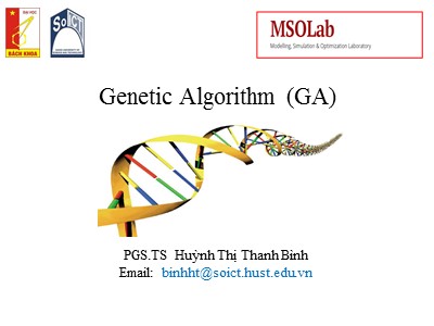 Bài giảng Tính toán tiến hóa - Bài 3: Genetic Algorithm (Phần 1) - Huỳnh Thị Thanh Bình