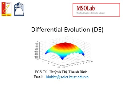 Bài giảng Tính toán tiến hóa - Bài 6: Differential Evolution - Huỳnh Thị Thanh Bình