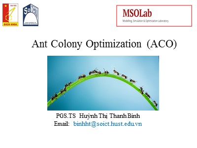 Bài giảng Tính toán tiến hóa - Bài 7: Ant Colony Optimization - Huỳnh Thị Thanh Bình