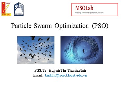 Bài giảng Tính toán tiến hóa - Bài 8: Particle Swarm Optimization - Huỳnh Thị Thanh Bình