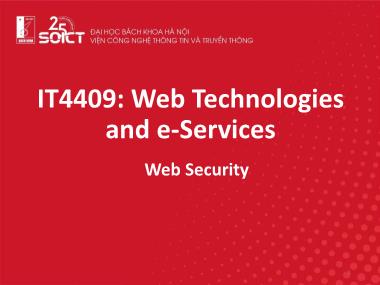 Bài giảng Web technologies and e-Services - Bài 12: Web Security - Trường Đại học Bách khoa Hà Nội