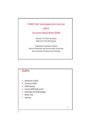 Bài giảng Web technologies and e-Services - Bài 5, Phần 1: Document object model - Nguyễn Bình Minh