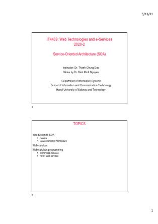 Bài giảng Web technologies and e-Services - Bài 9, Phần 2: Service-oriented architecture - Nguyễn Bình Minh