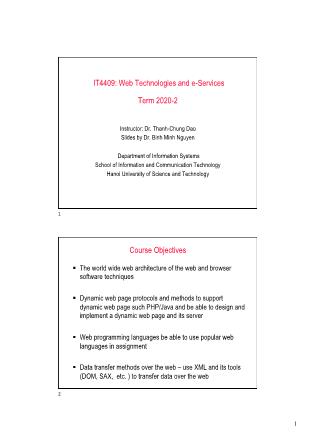 Bài giảng Web technologies and e-Services - Introduce Web technologies and e-Services - Nguyễn Bình Minh