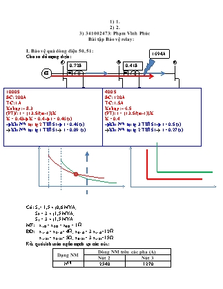 Bài tập Bảo vệ relay - Phạm Vĩnh Phúc
