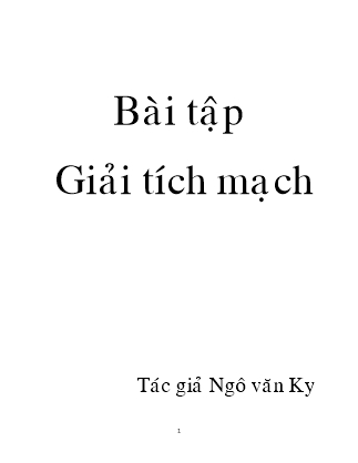 Bài tập Giải tích mạch - Ngô Văn Ky