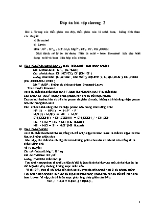 Bài tập Hóa học vô cơ - Chương 2 (Có đáp án)