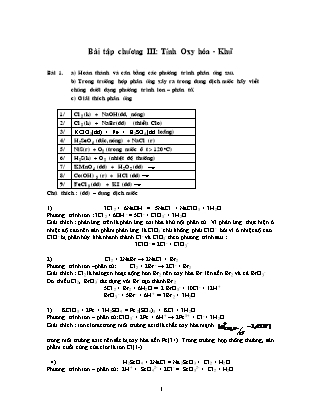 Bài tập Hóa học vô cơ - Chương 3 (Có đáp án)
