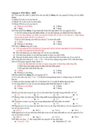 Bài tập Hóa học vô cơ - Chương 3: Oxy hóa - khử