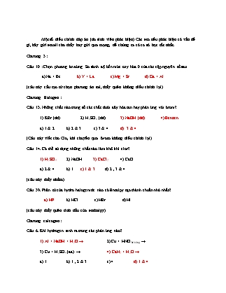 Bài tập môn Hóa học vô cơ - Chương 3 (Có đáp án)