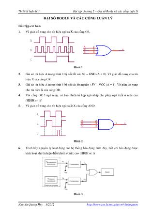 Bài tập Thiết kế luận lý 1 - Chương 2: Đại số Boole và các cổng luận lý - Nguyễn Quang Huy
