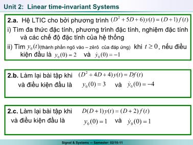 Bài tập Tín hiệu và hệ thống - Chương 2: Linear time-invariant system