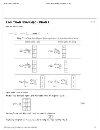Bài tập Tính toán ngắn mạch