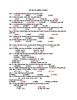 Bài tập trắc nghiệm Hóa học vô cơ - Chương 2 (Có đáp án)