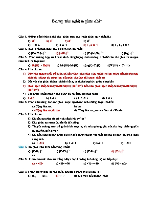 Bài tập trắc nghiệm môn Hóa vô cơ - Phức chất (Có đáp án)