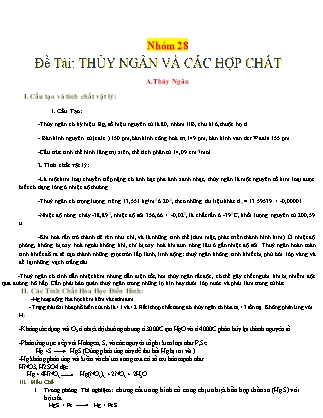Bài thảo luận Hóa vô cơ - Chủ đề: Thủy ngân và hợp chất